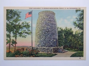 George Washington Monument Boonsboro MD Vintage Leinen Postkarte - Bild 1 von 2
