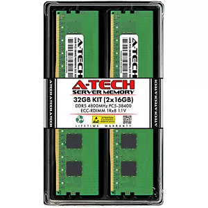 A-Tech 32GB 2x 16GB 1Rx8 PC5-38400R DDR5 4800MHz EC8 REG RDIMM Server Memory RAM - Picture 1 of 5