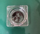 Elvis Presley Glass Ashtray =Square 4 by 4" clear with black design