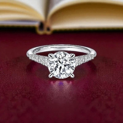 1.40 Ct Round Cut IGI Certified Lab Grown Diamond Engagement Ring 14K White Gold - Image 1 of 4