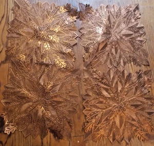 4 Fall Thanksgiving Bronze Place mats Leaf Cut Outs 14 x 14 vinyl - Picture 1 of 2