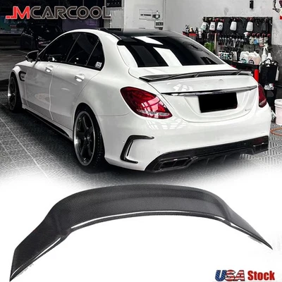 Labio de alerón trasero de fibra de carbono real para Mercedes Benz W205 C43 C63 AMG 15UP Foto 1 de 4