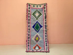 Vintage Handmade Moroccan Boucherouite Azilal Rug, Boho Berber Runner 2'6x6'8ft - Picture 1 of 11