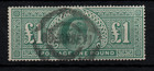 GB KEVII 1902 £1 dull blue green SG266 fine used Guernsey WS47378