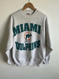 Felpa Miami Dolphins vintage anni 90 NFL calcio girocollo grigio uomo 2XL XXL - Foto 1 di 4
