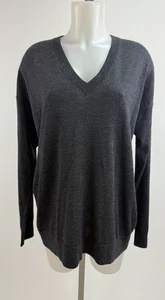 WINSER LONDON Charcoal Gray  100% Merino Wool V-Neck Sweater Jumper Size L - Picture 1 of 3