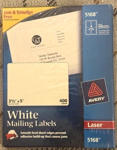 AVERY * 400 etiquetas de envío láser 3,5” X 5” 100 - 4 UP 5168 sin atascos y manchas - Imagen 1 de 5