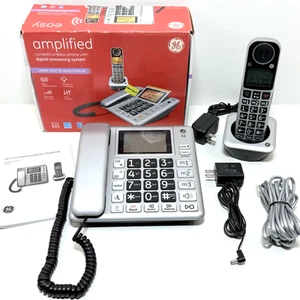 GE Amplified Corded/Cordless Phone DECT 6.0 Digital Answering System Big Buttons - Picture 1 of 11