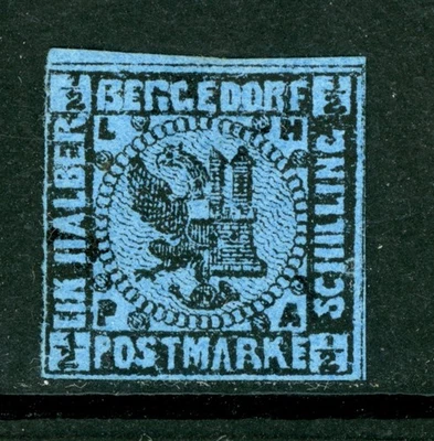 Germany States 1867 Bergdorf ½s Black on Blue Scott #1a Mint W378 - Image 1 of 4