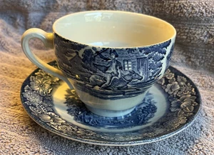 Vintage Staffordshire Ironstone Liberty Blue Teacup & Saucer, 2-Piece, England - Picture 1 of 14