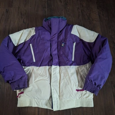 Chaqueta de esquí retro vintage Woolrich Sigmet Gear para hombre mediana - blanca/púrpura Foto 1 de 4