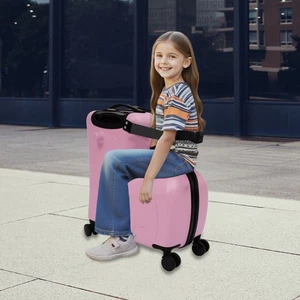 20" Kid Ride-on Trolley Case Portable Kids Trolley Suitcase Children's Trolley - Picture 1 of 17