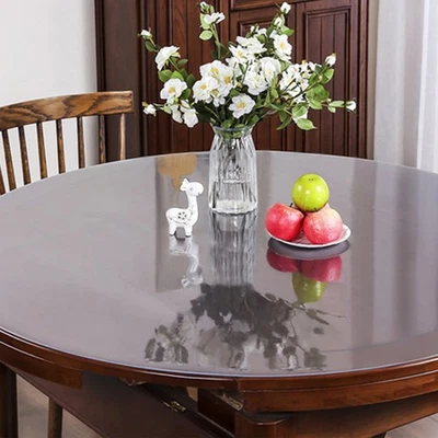 Round Transparent PVC 2mm Table Protector Clear Table Cloth Plastic Tablecloth - Image 1 of 4