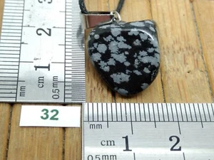 OBSIDIAN SCHNEEFLOCKE Anhänger + verstellbare Kordel Mineralien Reiki Stein - Bild 1 von 2