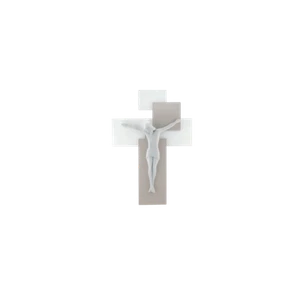 Crocifisso da parete cristo moderno legno bianco tortora 27x19 medio - bombonier - Foto 1 di 2