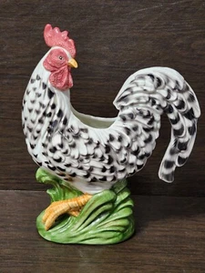 FITZ & FLOYD 1992 Classics ROOSTER Speckled Poulet CENTERPIECE or Utensil Holder - Picture 1 of 11