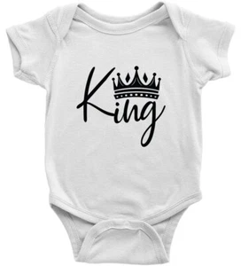 Baby Bodysuit Romper Raglan Babies Clothes Baby Boy custom Cute King With Crown - Picture 1 of 15