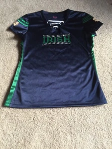 Notre Dame Fighting Irish Womens Short Sleeve Shirt Rhinestones Lace Top Small  - Picture 1 of 8