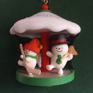 Vintage 1982 Hallmark Keepsake Ornament Snowman Carousel With Original Box - Picture 1 of 14