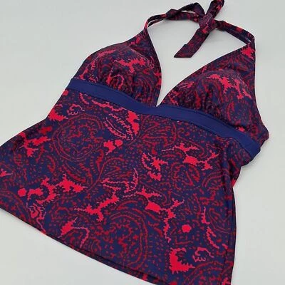 Boden Tankini Top Mujer 8 Positano Coral Estampado Halter Natación Top Azul Rosa US8 Foto 1 de 4
