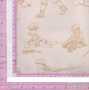 Boys will be Boys Cream Toile 100% Cotton Fabric BTY from bolt - Picture 1 of 3