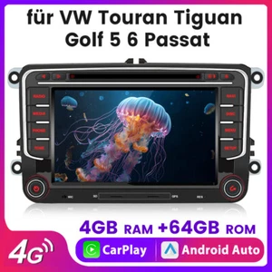 4G Android13 DAB Autoradio Carplay GPS 4+64GB für VW GOLF 5 6 Passat Polo Touran - Bild 1 von 14