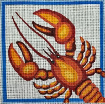 Needlepoint Handpainted Raymond Crawford Lobster Square 8x8 - Image 1 of 4