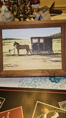 Pintura acrílica menonita original de colección 1996 sobre tablero de lienzo firmada Esther 6 X 8 Foto 1 de 4