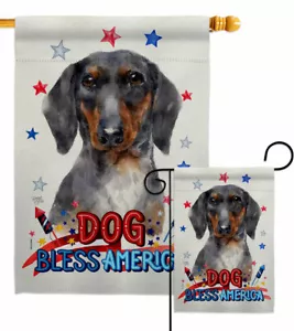 Bandera de jardín patriótica negra tostada Dachshund perro decoración regalo patio pancarta - Imagen 1 de 19