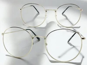 Exaggerated Vintage Retro Style Clear Lens EYE GLASSES Large Oval Silver Frame - Picture 1 of 7
