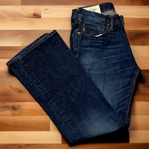 Abercrombie Fitch AF Slim Straight Jeans Mens Sz 28x30 Button Fly Dark Wash Pant - Picture 1 of 11