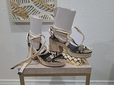 Vince Camuto Lace-Up Espadrille Wedge Heels Roreka Warm Vanilla - Image 1 of 4