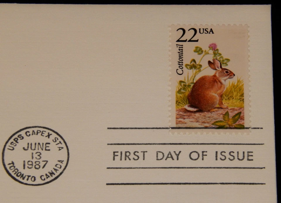 Vintage Cover,UNITED STATES, FDC,1987,TORONTO,ON, CANADA,CAPEX,Cottontail Rabbit - Image 1 of 4