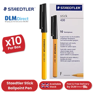 Staedtler 430 Black Ballpoint Pens 0.3mm for Office, School & Home Packs of 10 - Picture 1 of 12
