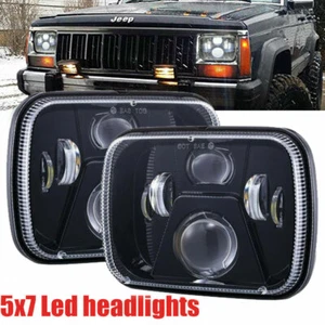 Pair 5X7 7x6 LED Headlight For 1984-2001 Cherokee XJ 1986-1995 Jeep Wrangler YJ - Picture 1 of 12