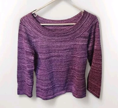 Suéter Nine & Company By Nine West Talla L Púrpura Metálico Cuello Redondo Elástico  Foto 1 de 4