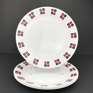 Corelle UPTOWN weiß Essteller (4) schwarz rot kariert Quadrate hervorragender Zustand - Bild 1 von 10