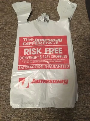 Bolsas de compras vintage nuevas/antiguas existencias JAMESWAY 20x5x30 de plástico gris sin usar RARAS Foto 1 de 2