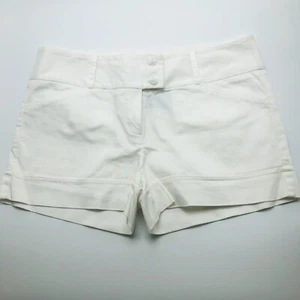 Tracy Evans Limited White Chino Trouser Style Shorts Size 7 Flower Buttons (LL) - Picture 1 of 5