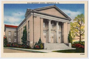 1939 Martinsville Va Iglesia Metodista Temprana B postal - Imagen 1 de 1