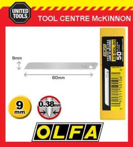 OLFA 50-PACK 9mm SNAP OFF UTILITY KNIFE BLADES – MADE IN JAPAN - Bild 1 von 2
