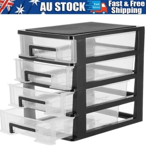 Compact Plastic Desktop Organizer Unit with 4 Drawers Desk Top Tray Storage - Picture 1 of 11