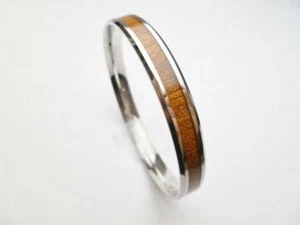 Hawaiian Hawaii Jewelry Koa Wood Stainless Steel 8mm Bracelet Bangle #22552-8 - Picture 1 of 1
