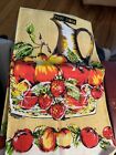 NEW VTG KayDee Linen Towel Pears Strawberries Apples Pitcher Basket