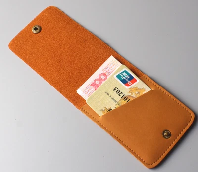 men women wallet purse cow Leather bank Card Case holder bifold bag yellow 568 - Image 1 of 4