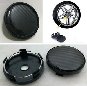 4x Black Carbon Fiber Look Center Wheel Hub Caps Decoration Cover 60mm/58mm Car