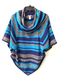 New Directions Weekend Womens Size M Colorful Poncho Short Sleeve Sweater NWOT - Picture 1 of 7