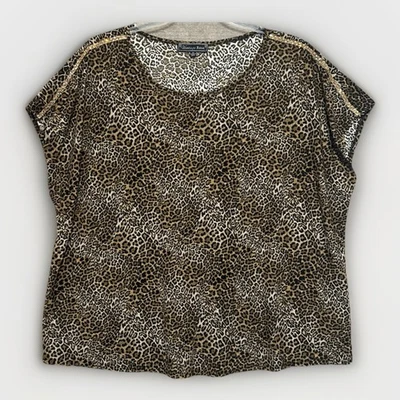 复古玫瑰豹上衣时髦褶皱弹力层女式 3X 野性激烈 — 第 1/4 张图片