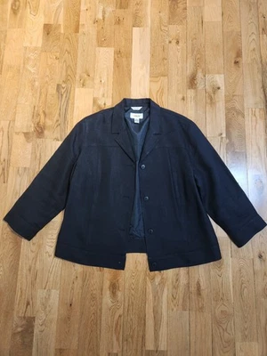 Blazer para mujer Talbots negro irlandés de lino talla 12 botones muesca solapa camisa Foto 1 de 4