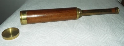 VINTAGE/ANTIQUE STANLEY LONDON BRASS & WOOD TELESCOPE FULLY EXTENDED 32" READ!!! - Image 1 of 4